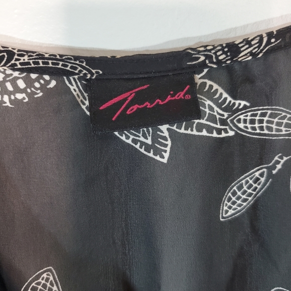 Torrid Floral Black and White Sheer Cover-up Dress 1 - Picture 2 of 10